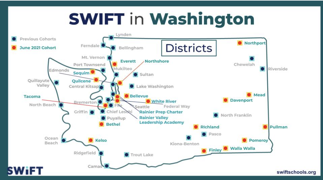 map of washington with markers for swift locations